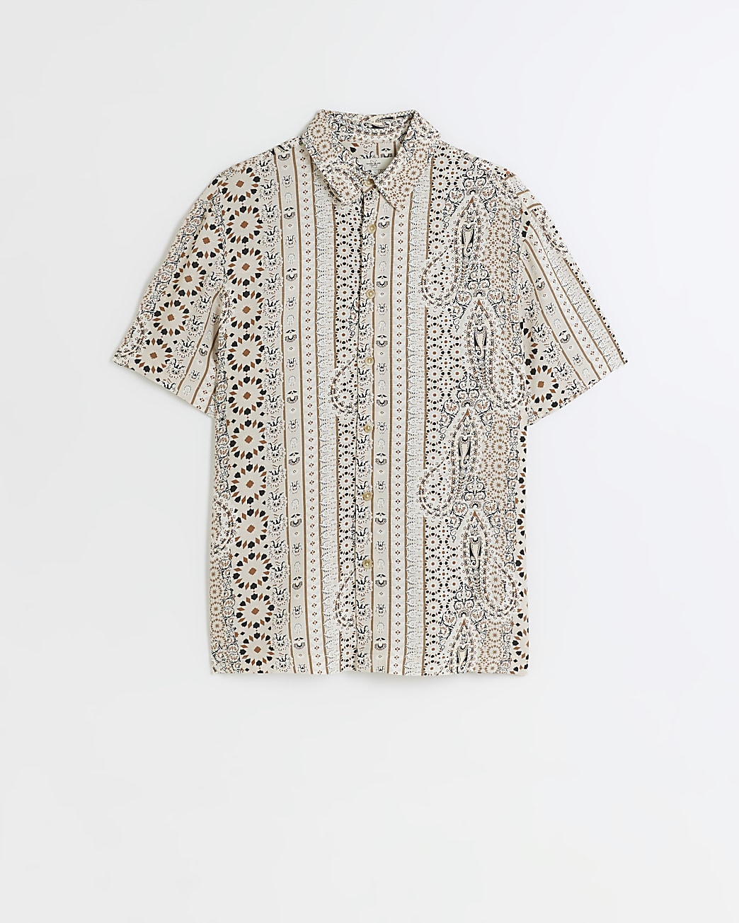 Ecru regular fit paisley print shirt