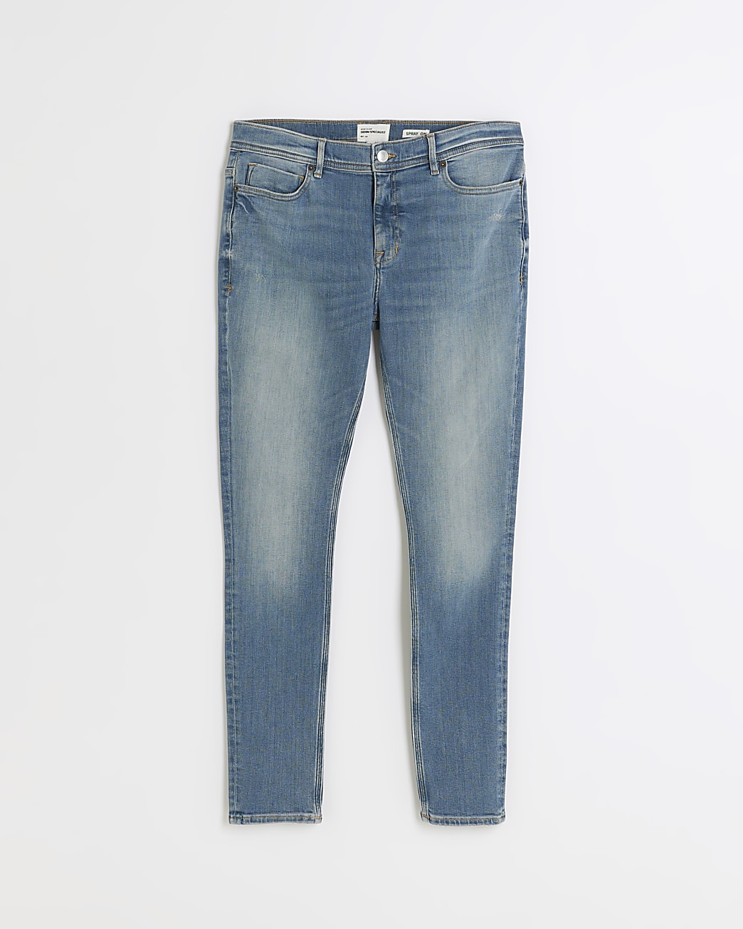 Blue super skinny fit spray on faded jeans