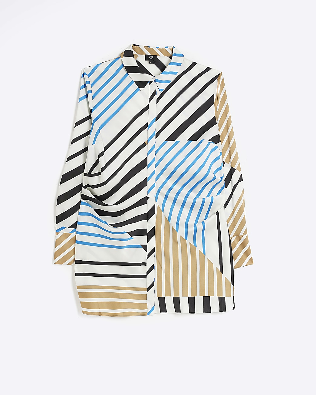 Plus blue RI Studio stripe satin shirt