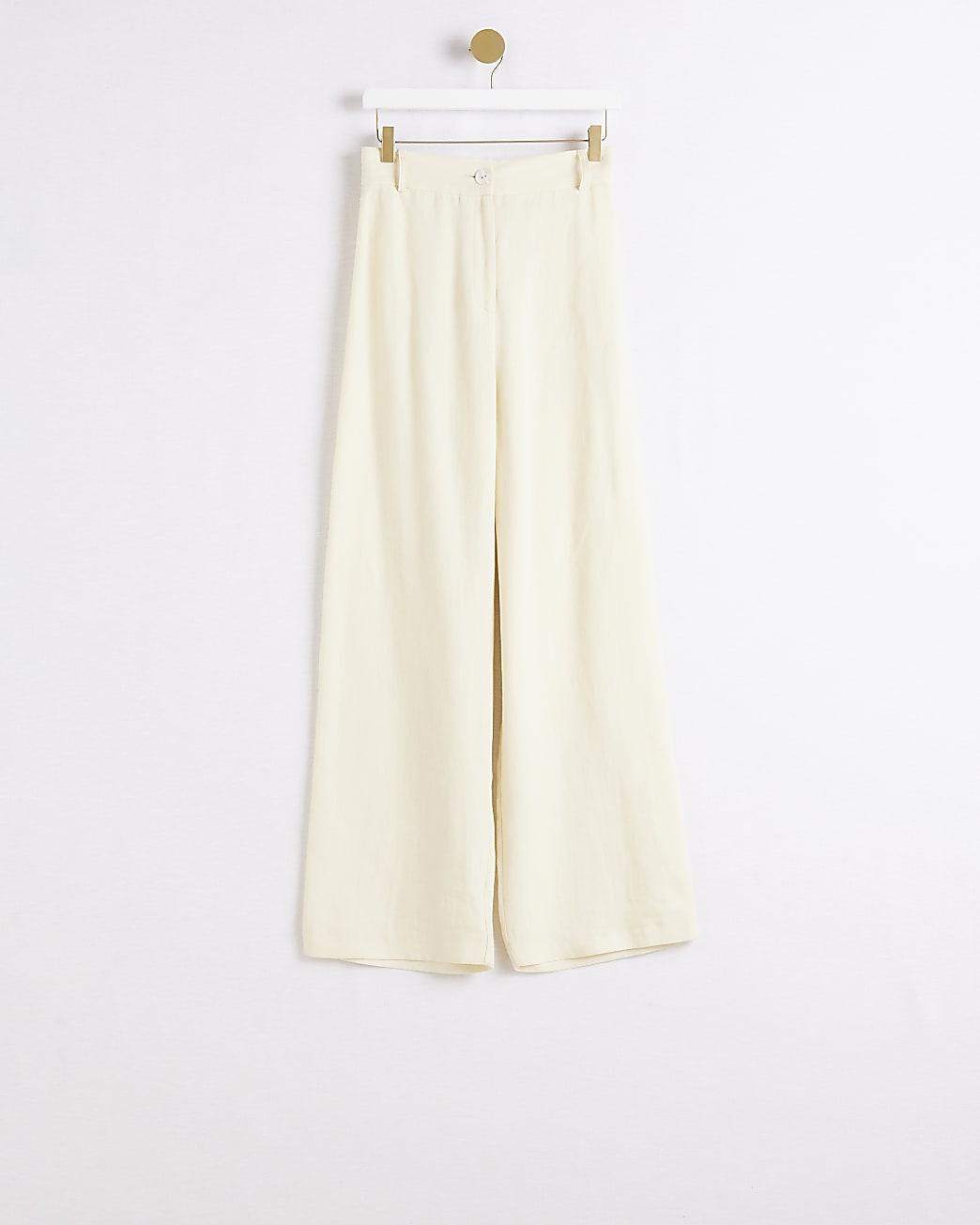 Yellow linen blend wide leg trousers