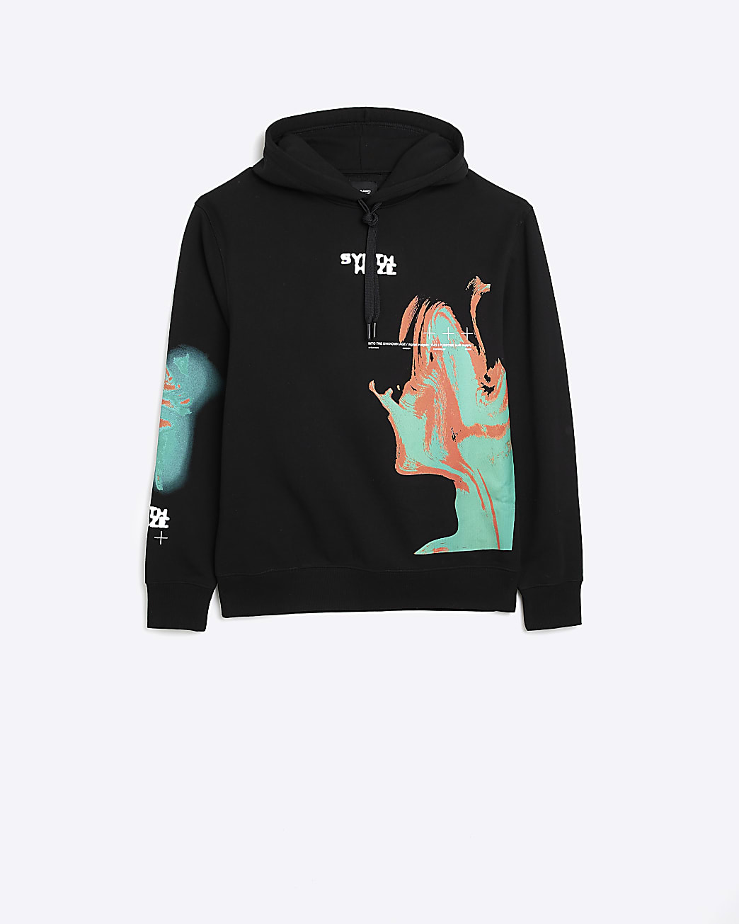 Black regular fit graphic heatmap hoodie