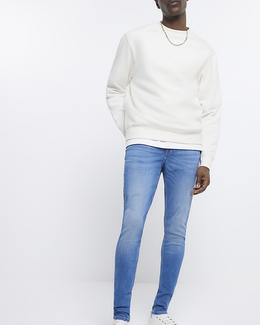 Blue super skinny fit spray on jeans