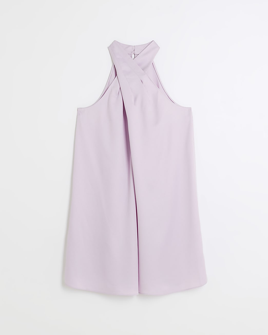 Purple satin halter neck dress