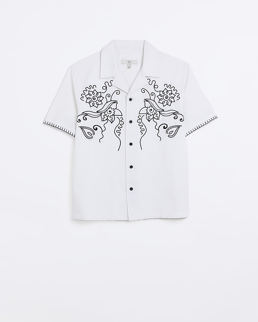 White regular fit embroidered detail shirt