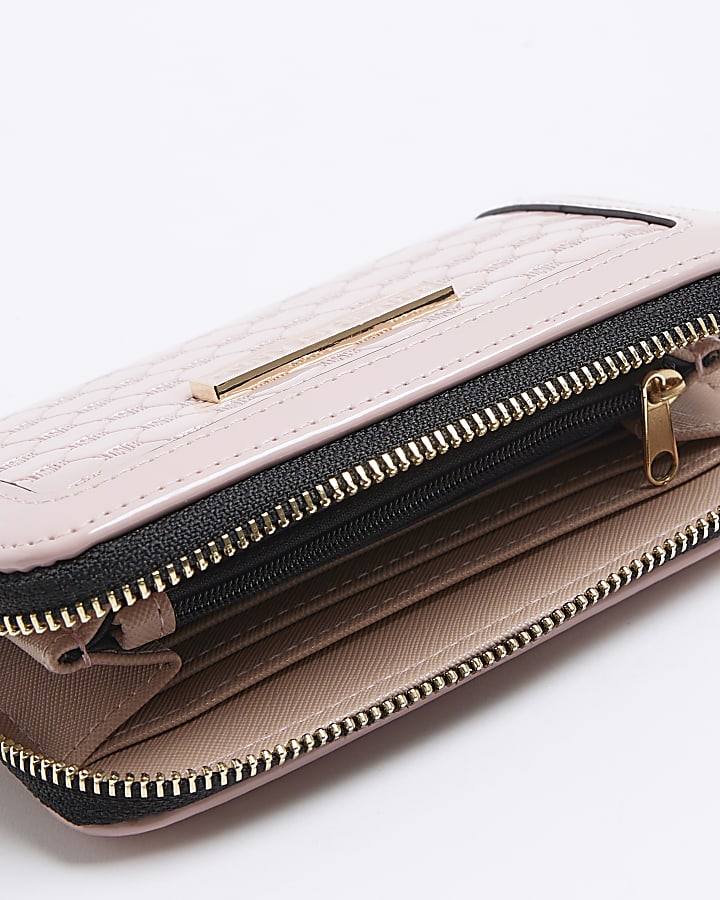 Pink patent embossed purse