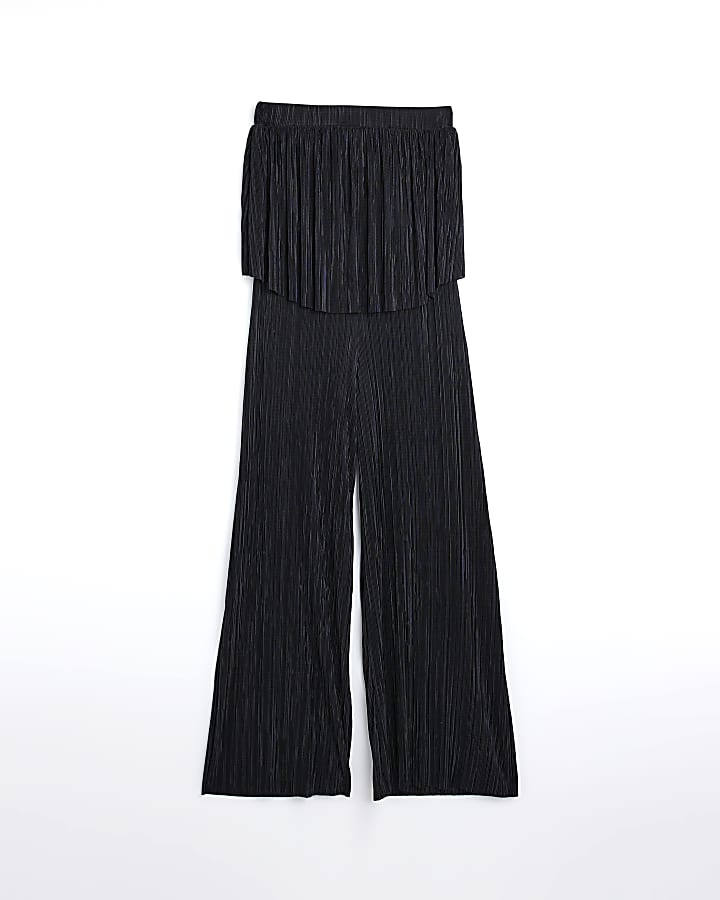 Black wide leg bandeau jumpsuit