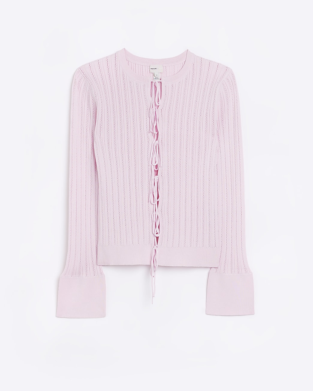 Pink knit bow cardigan
