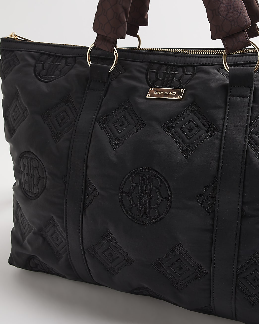 Black RI monogram nylon holdall bag
