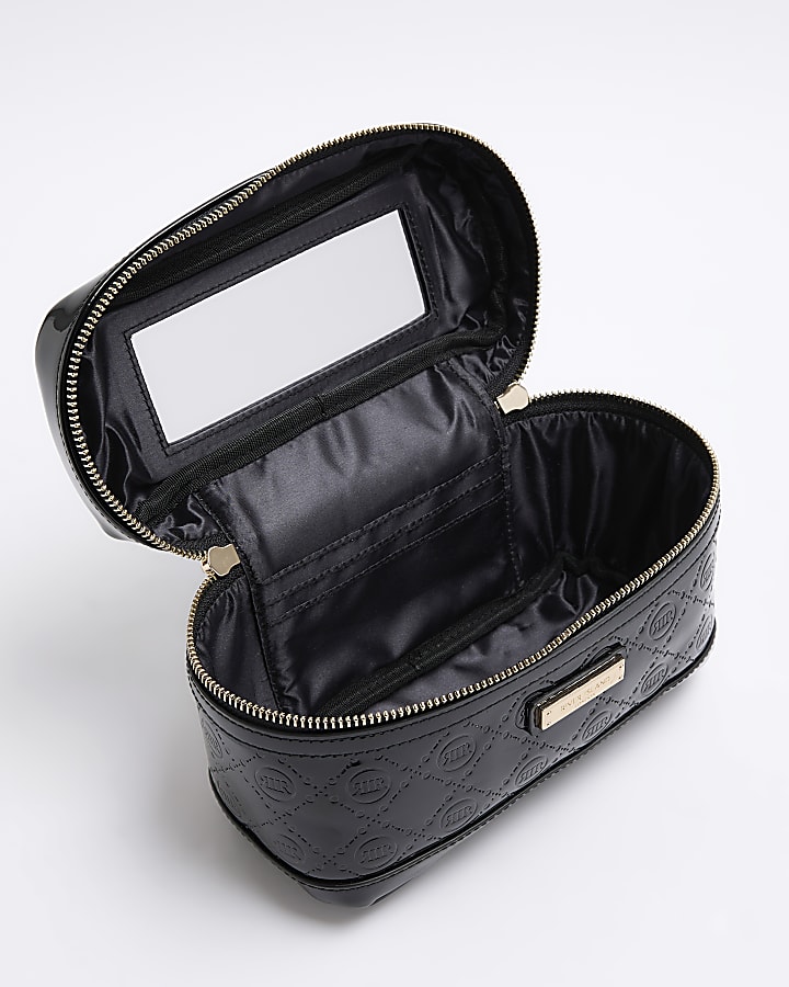 Black embossed vanity make up bag