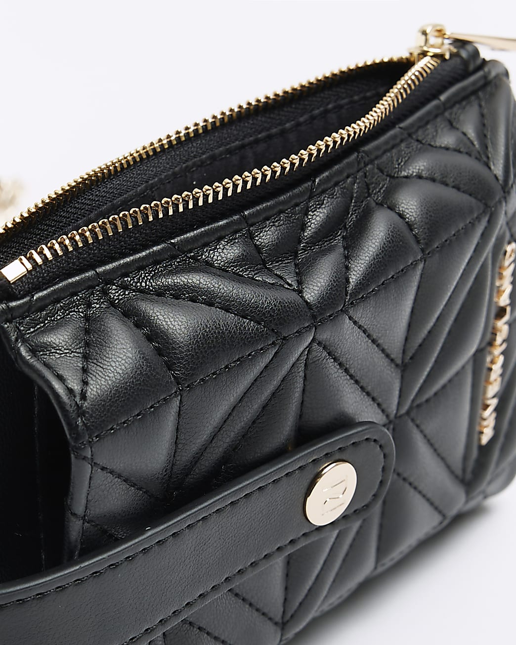Black quilted phone cross body purse