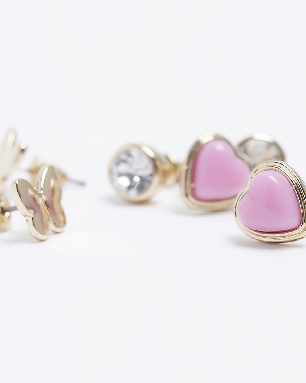 Gold butterfly stud earrings multipack