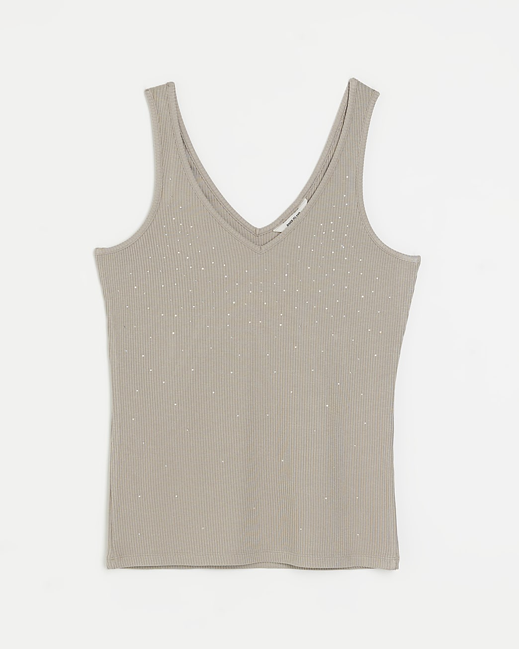 Petite khaki diamante vest top