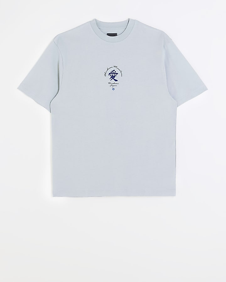 Grey regular fit Japanese graphic t-shirt