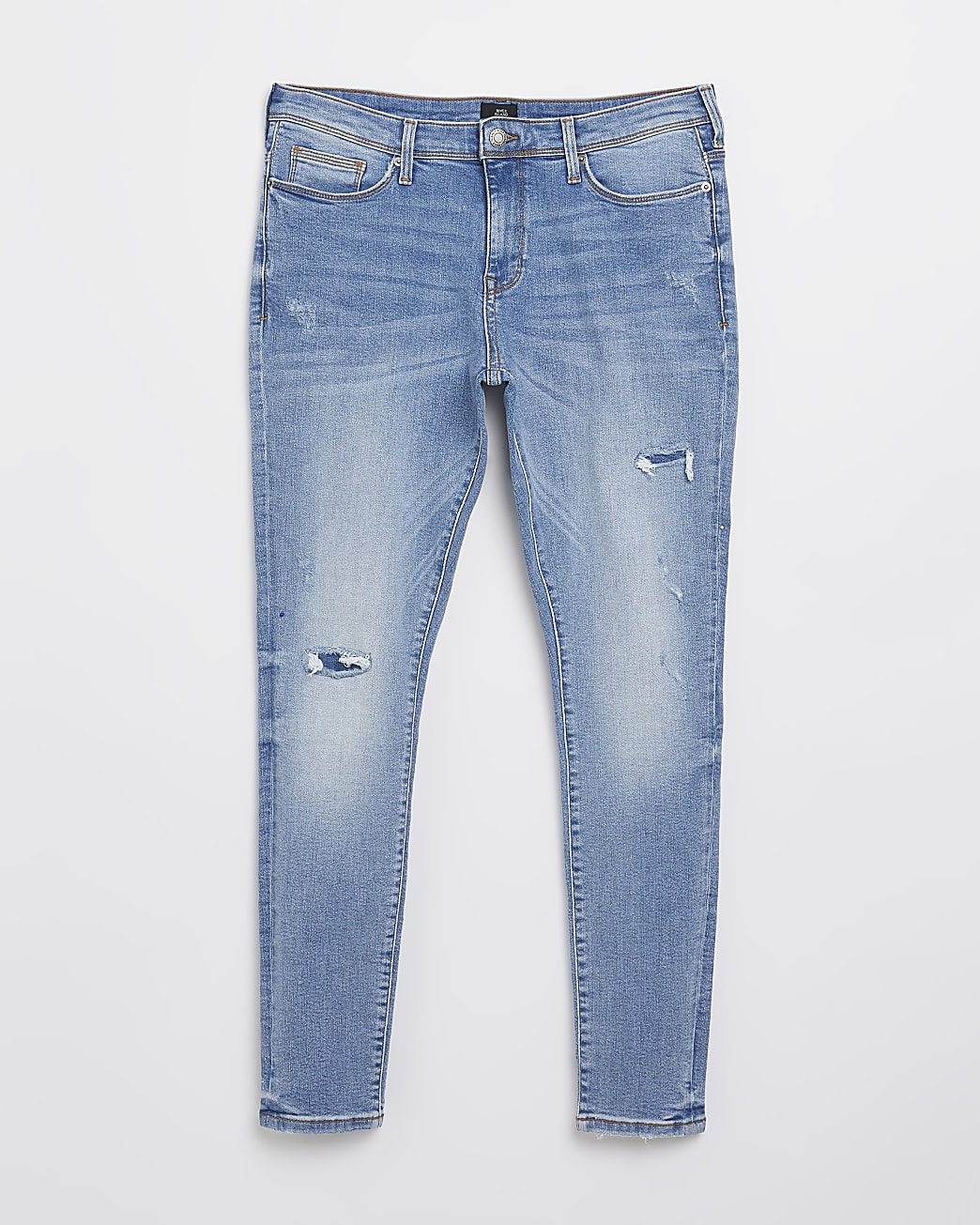 Light blue spray on ripped skinny fit jeans