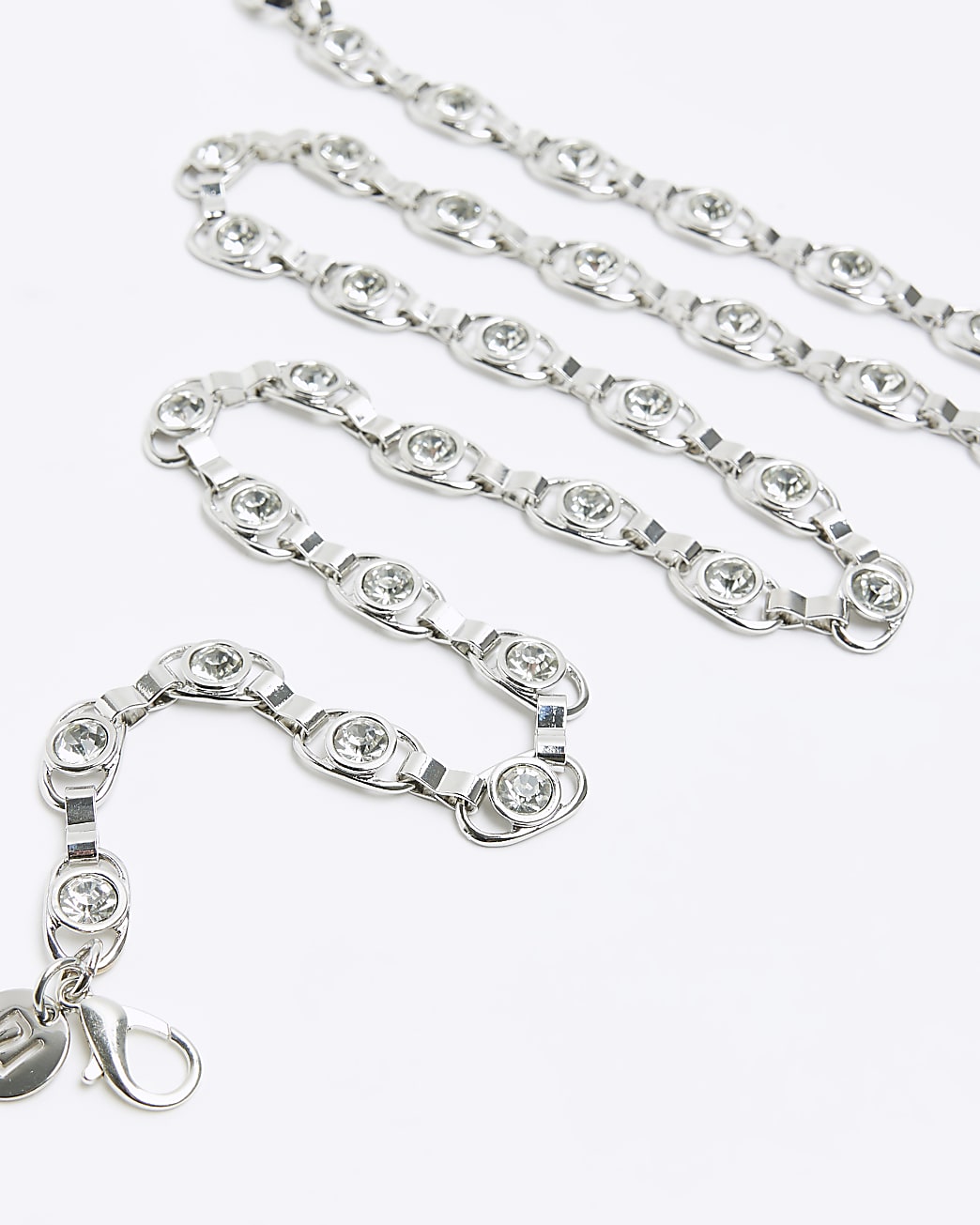 Silver diamante chain belt