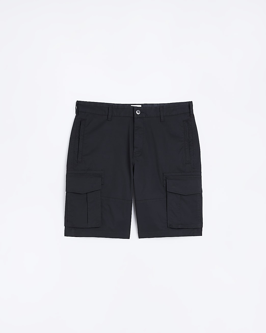 Black regular fit utility cargo shorts