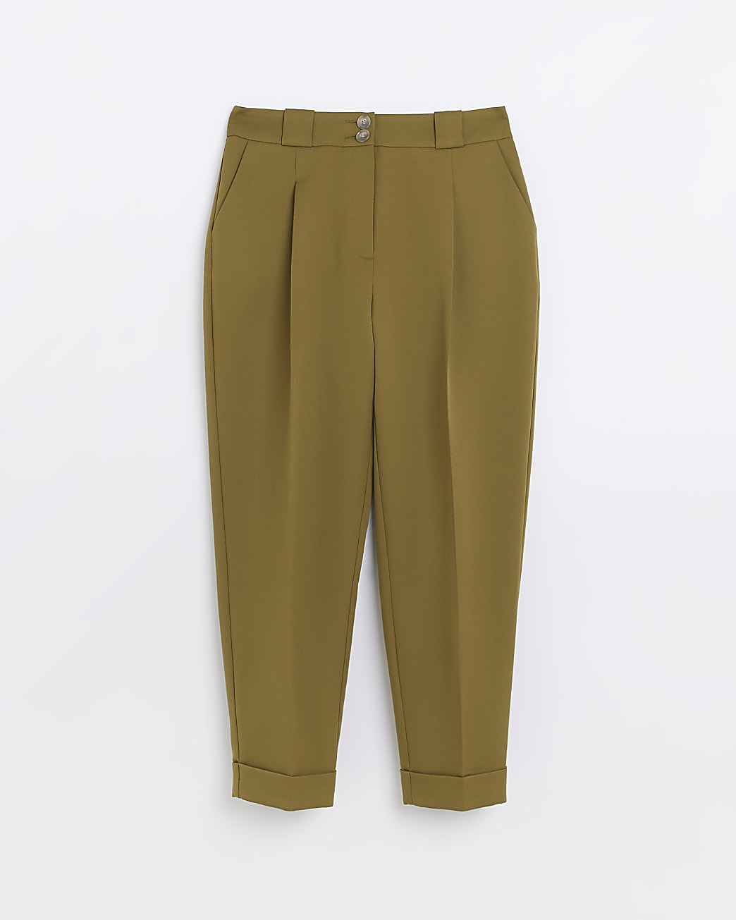 Khaki Straight Leg Smart Trousers