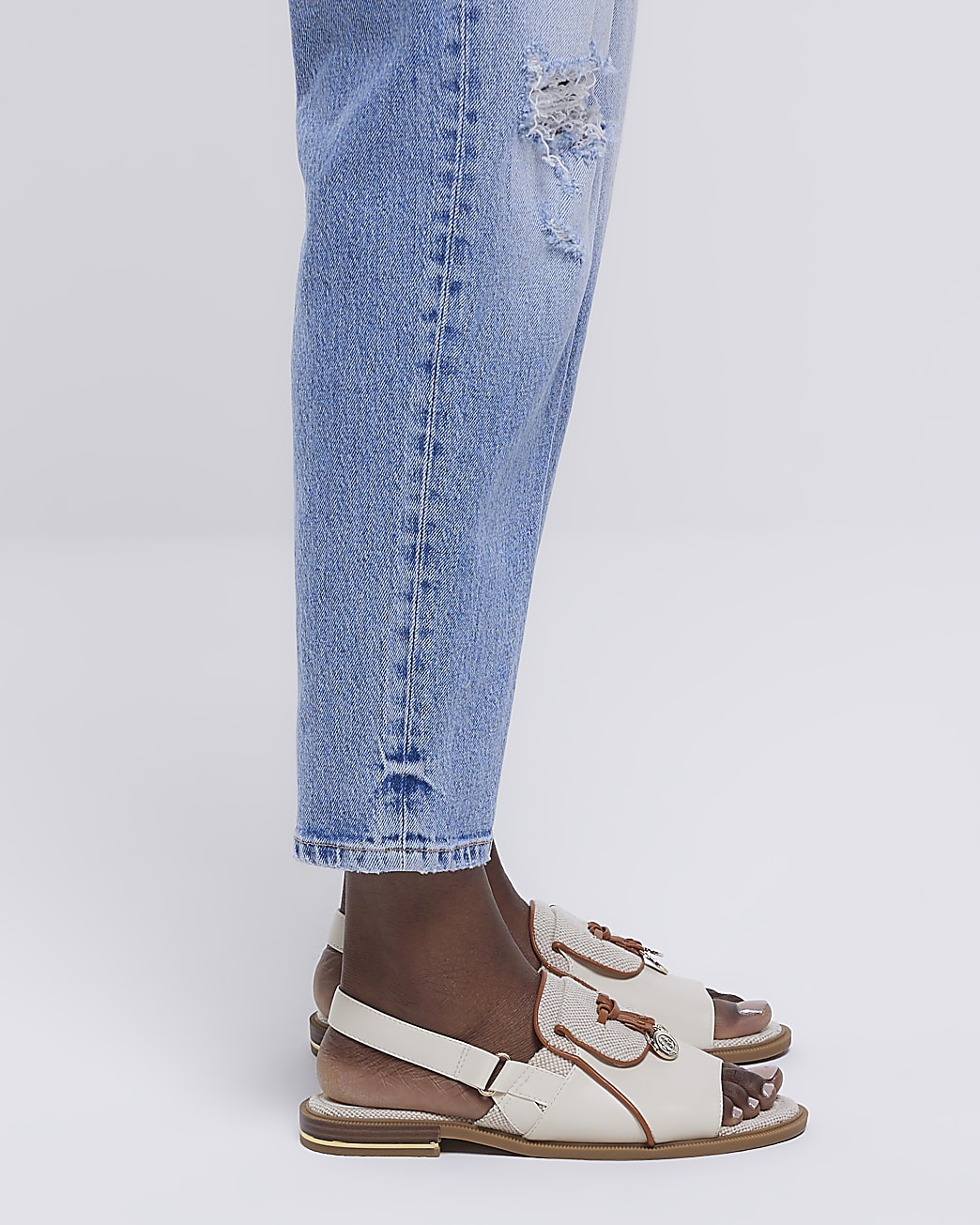Beige wide fit sling back sandals
