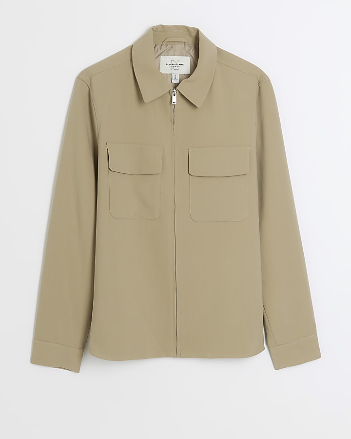 Stone regular fit zip up smart shacket