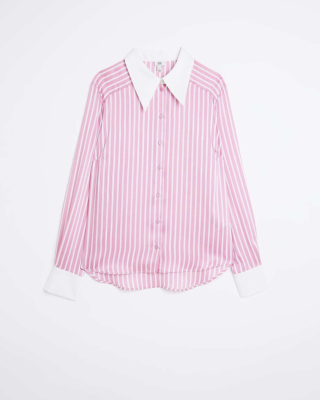 Pink stripe satin long sleeve shirt