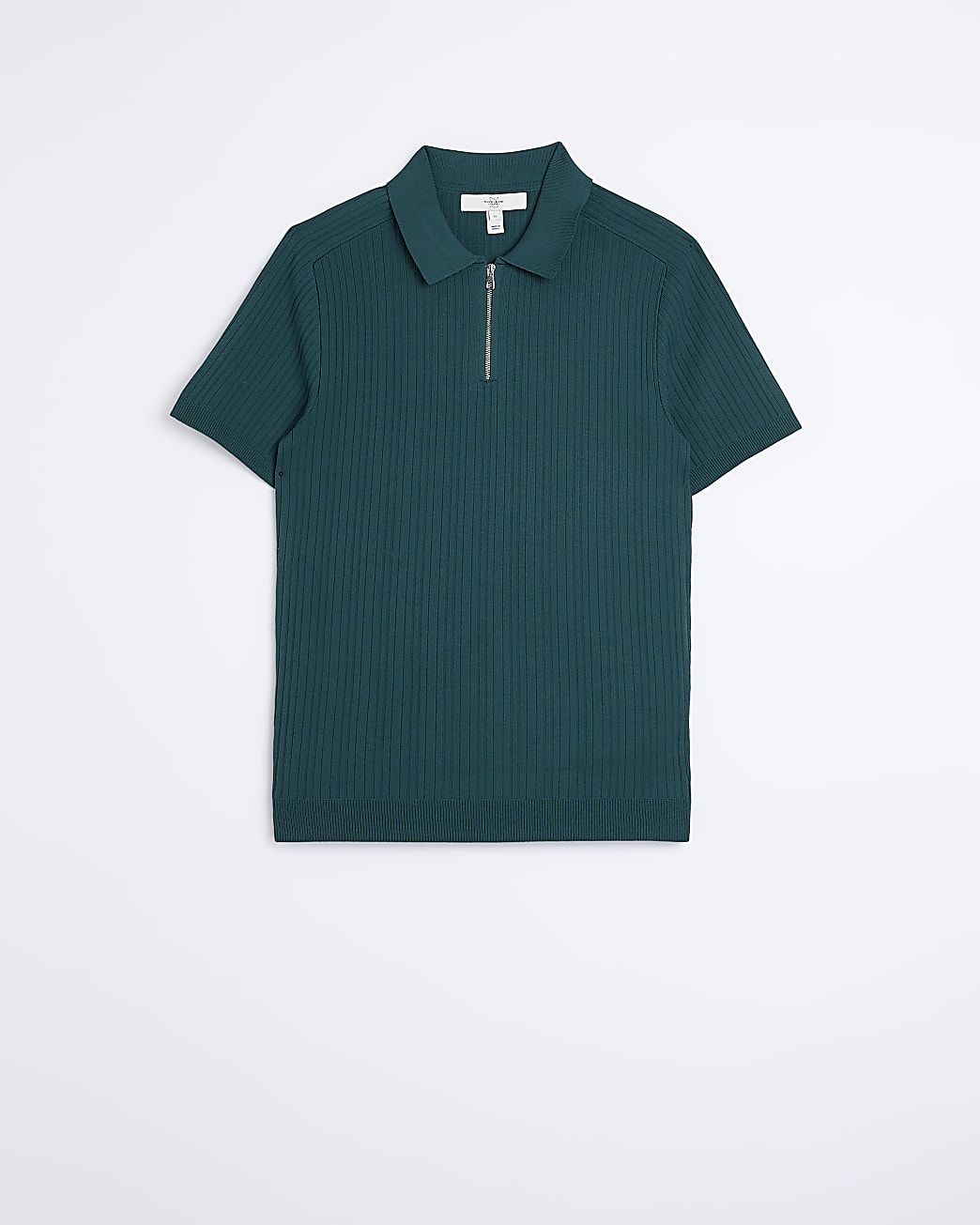 Green muscle fit ribbed polo shirt