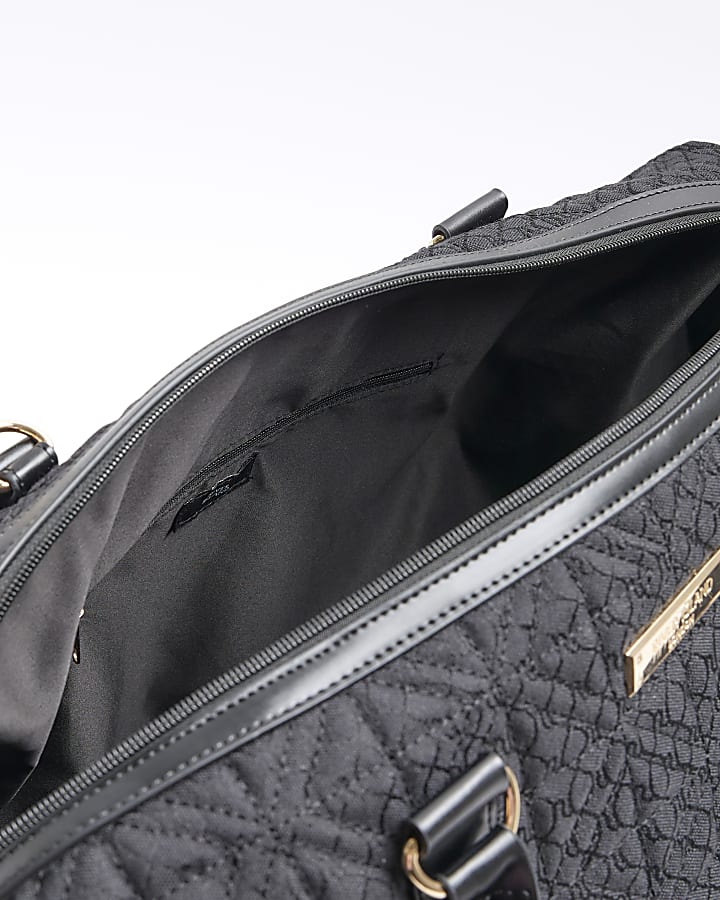 Black jacquard RI monogram travel bag