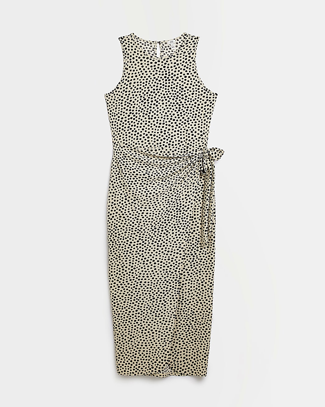 Cream spot wrap midi dress