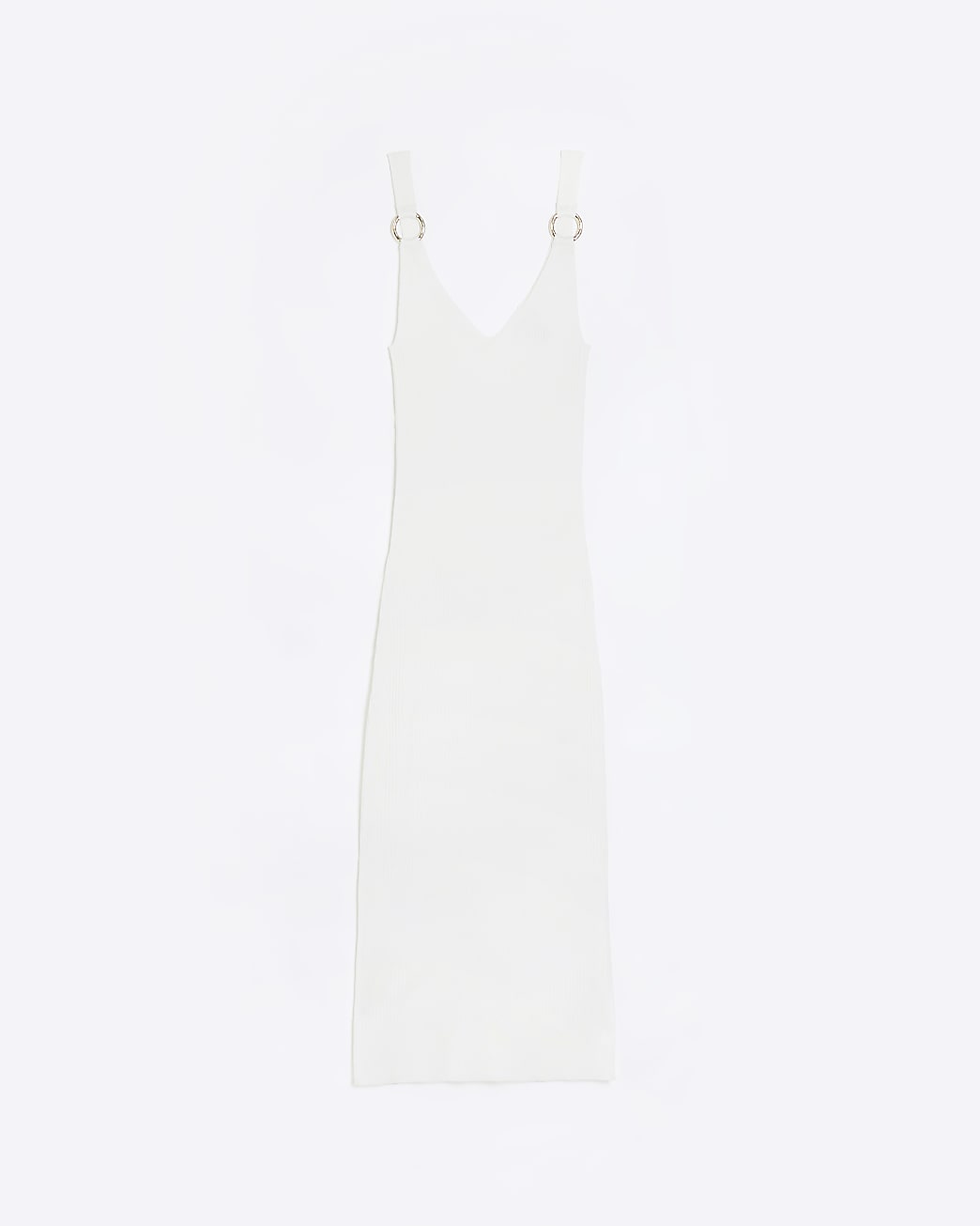 White knitted bodycon midi dress