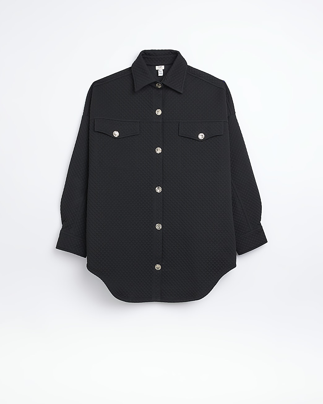 Black quilted longline shacket