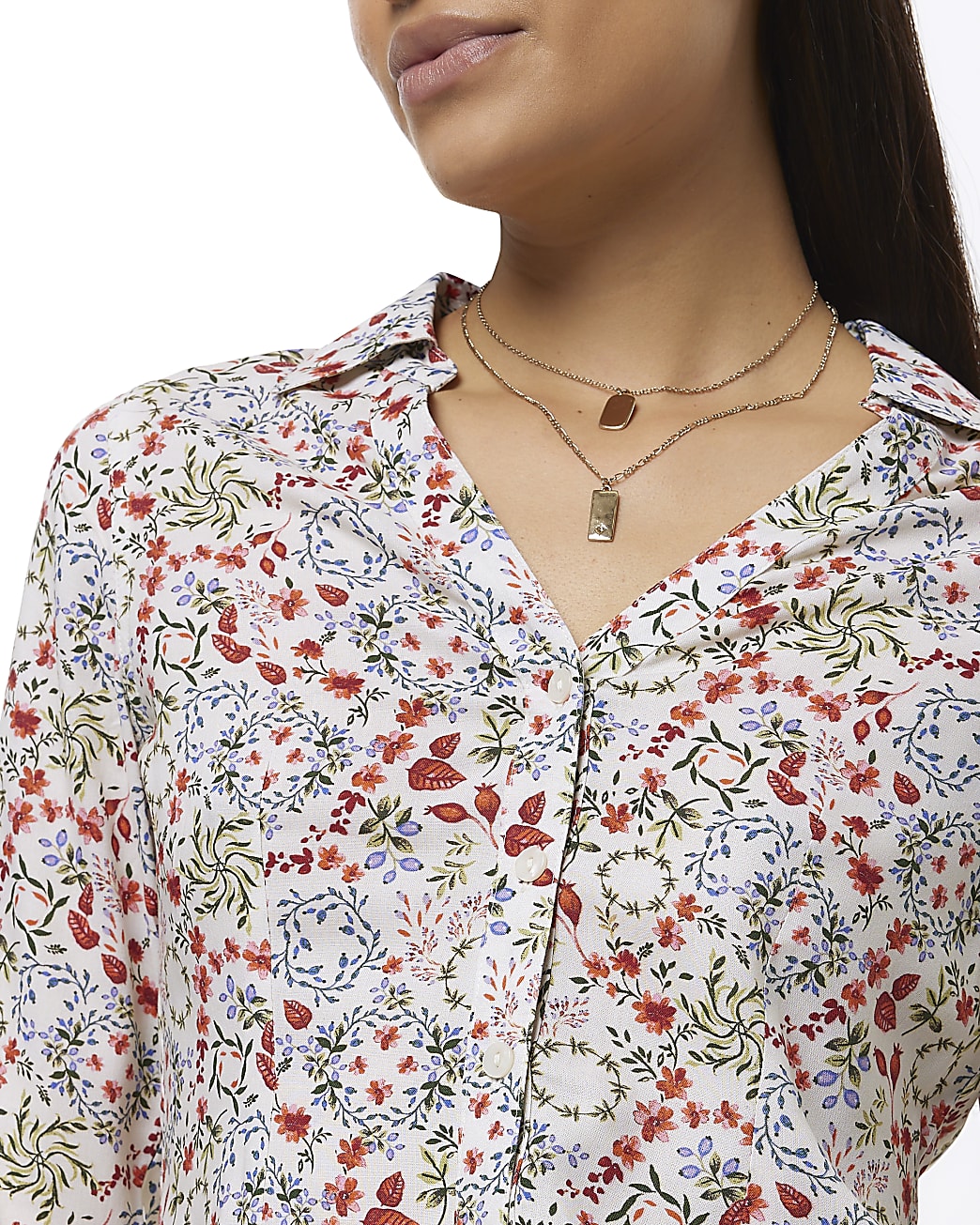 Cream floral print shirt