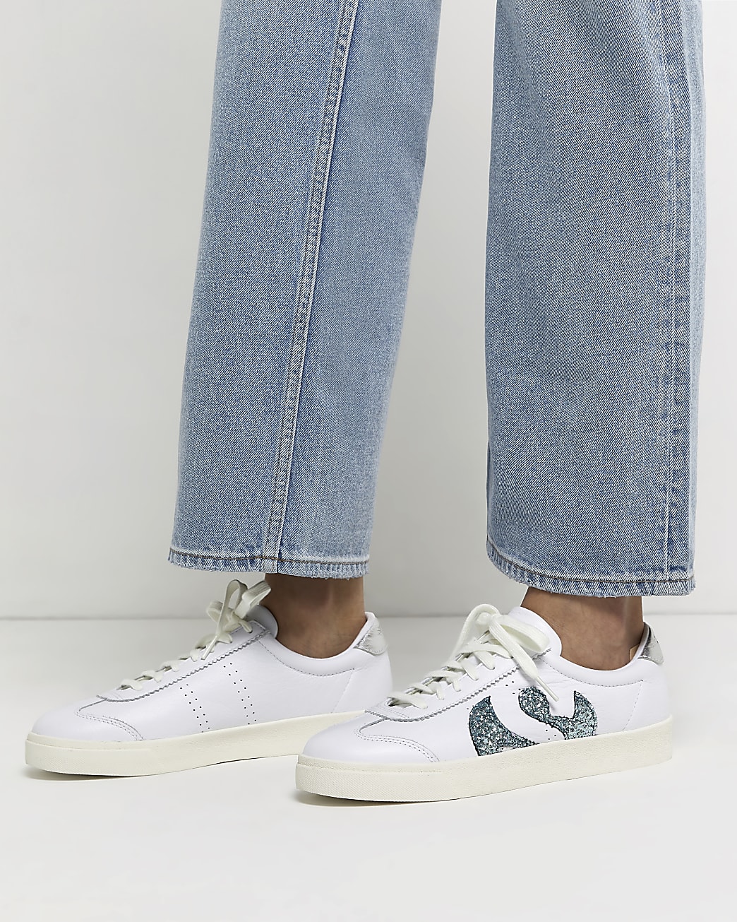 Superga white glitter trainers