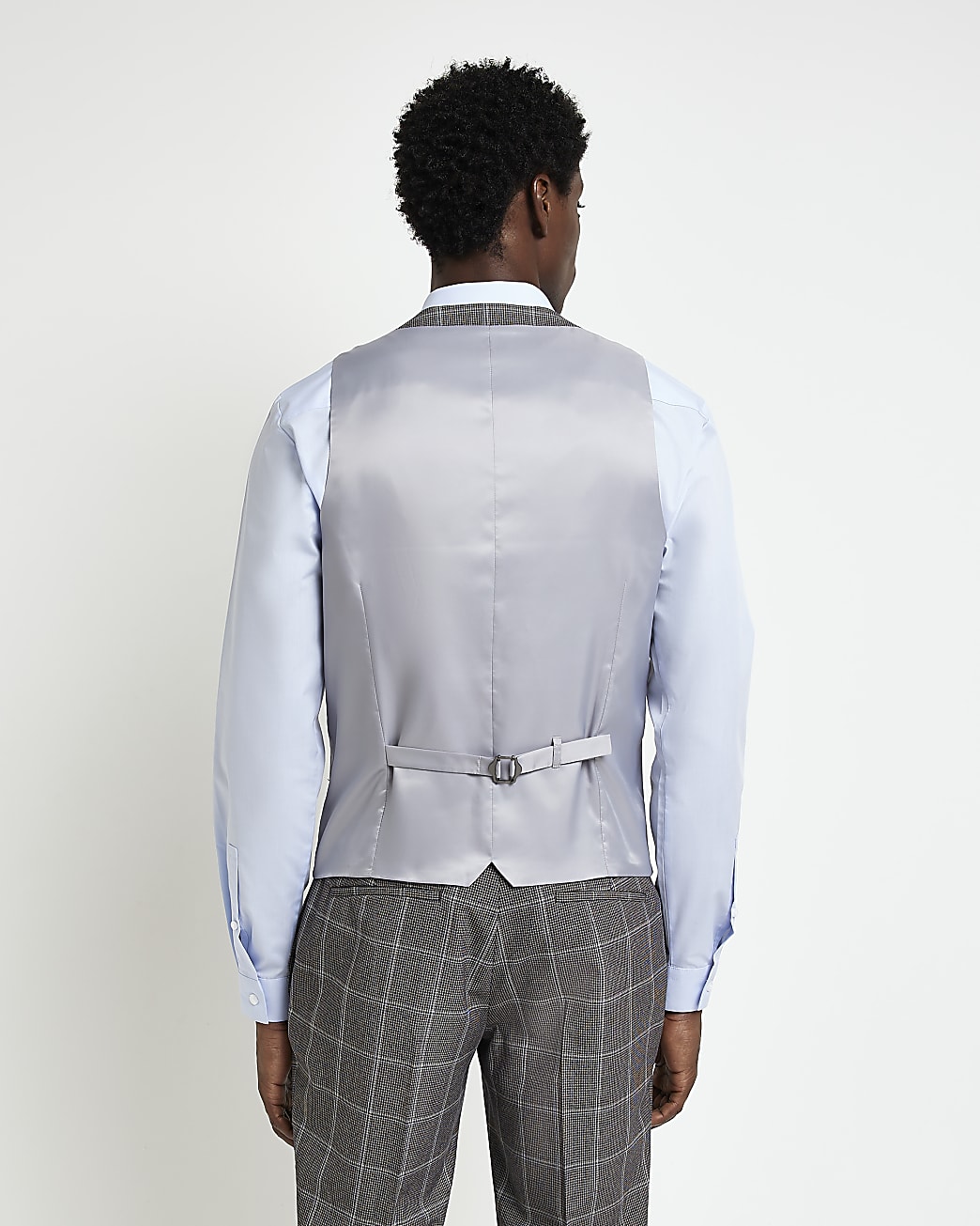 Grey Slim fit Check waistcoat
