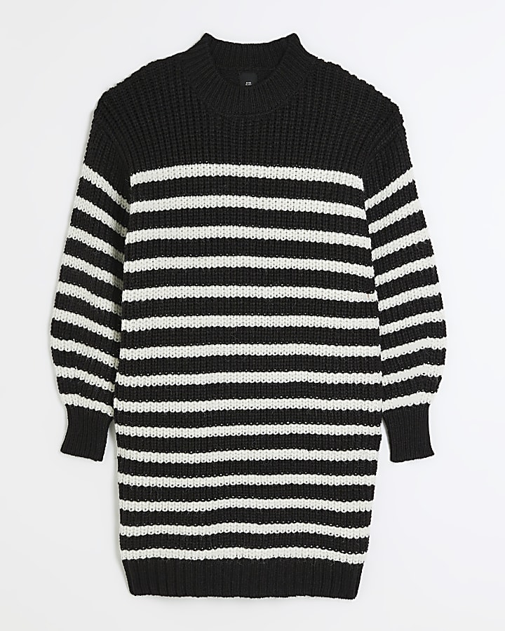 Black stripe jumper mini dress