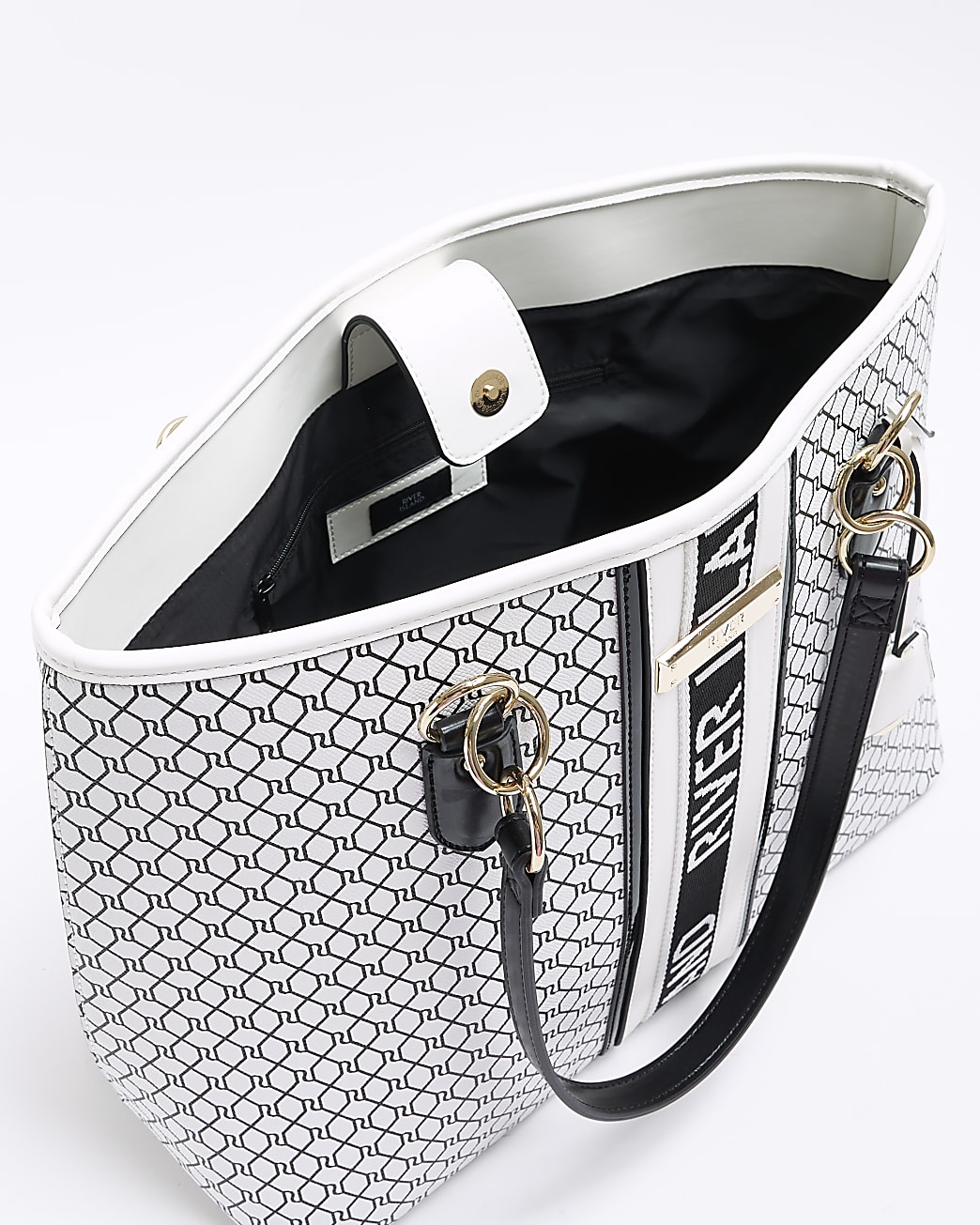 White RI monogram shopper bag