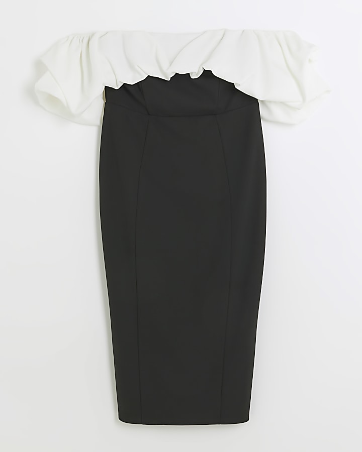 Black bardot boydcon midi dress