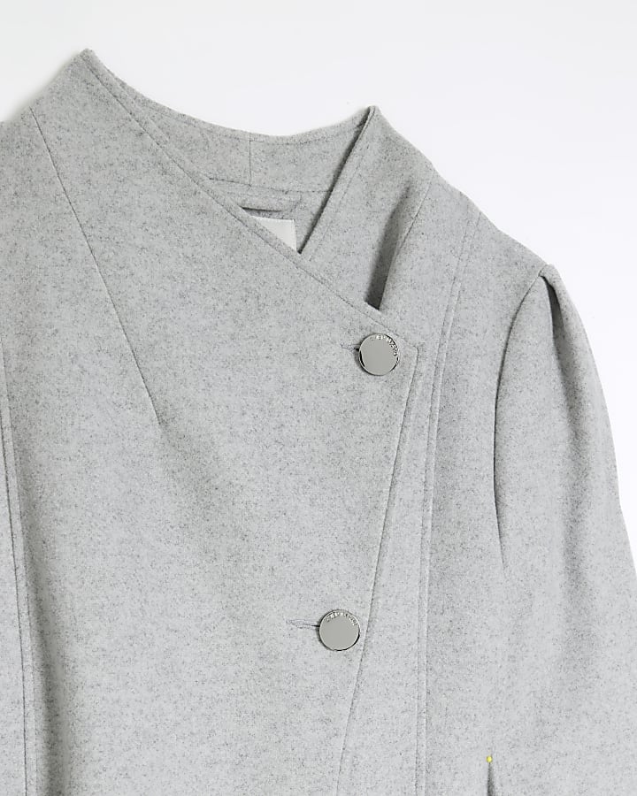 Grey belted wrap coat
