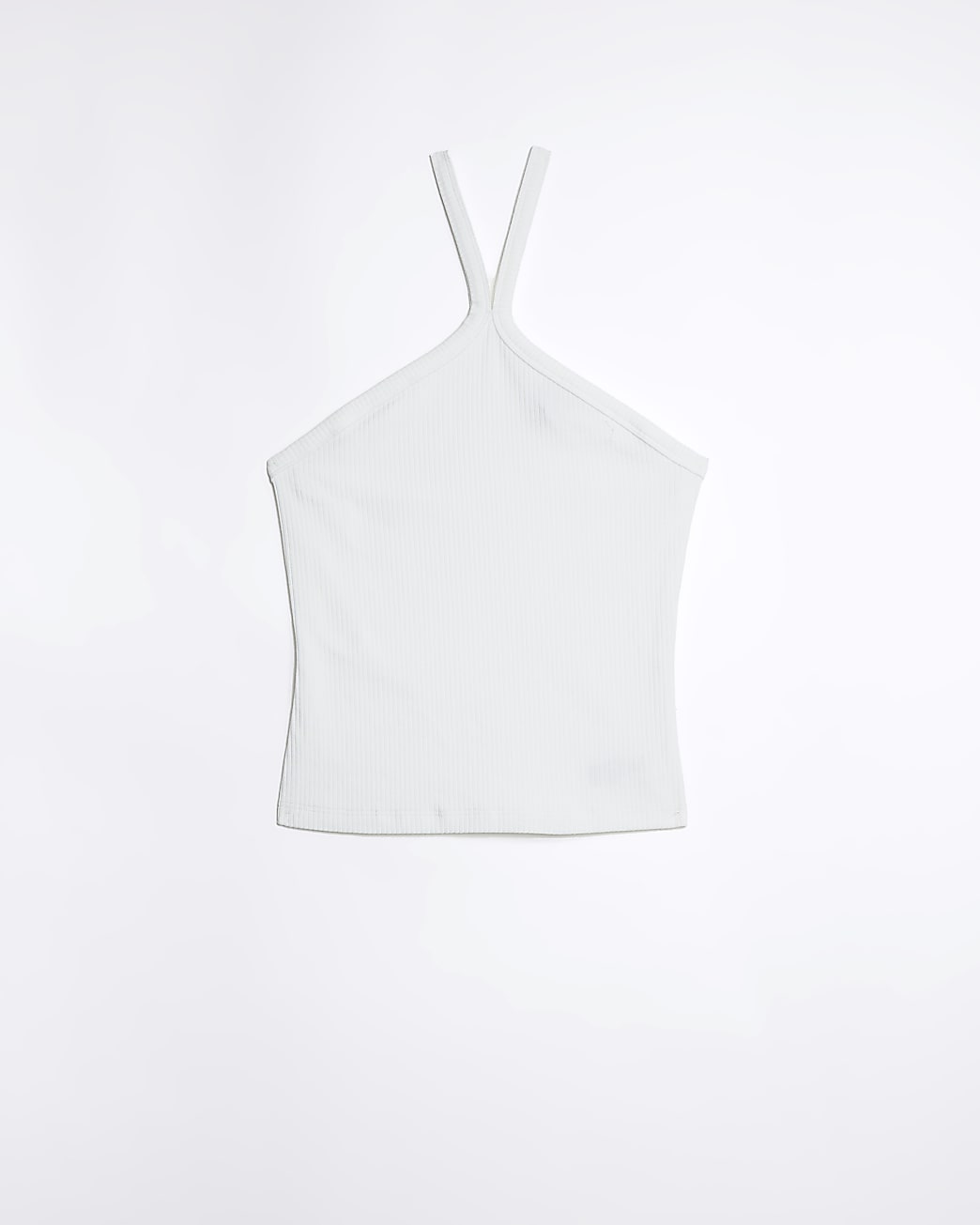 White sleeveless halter neck top