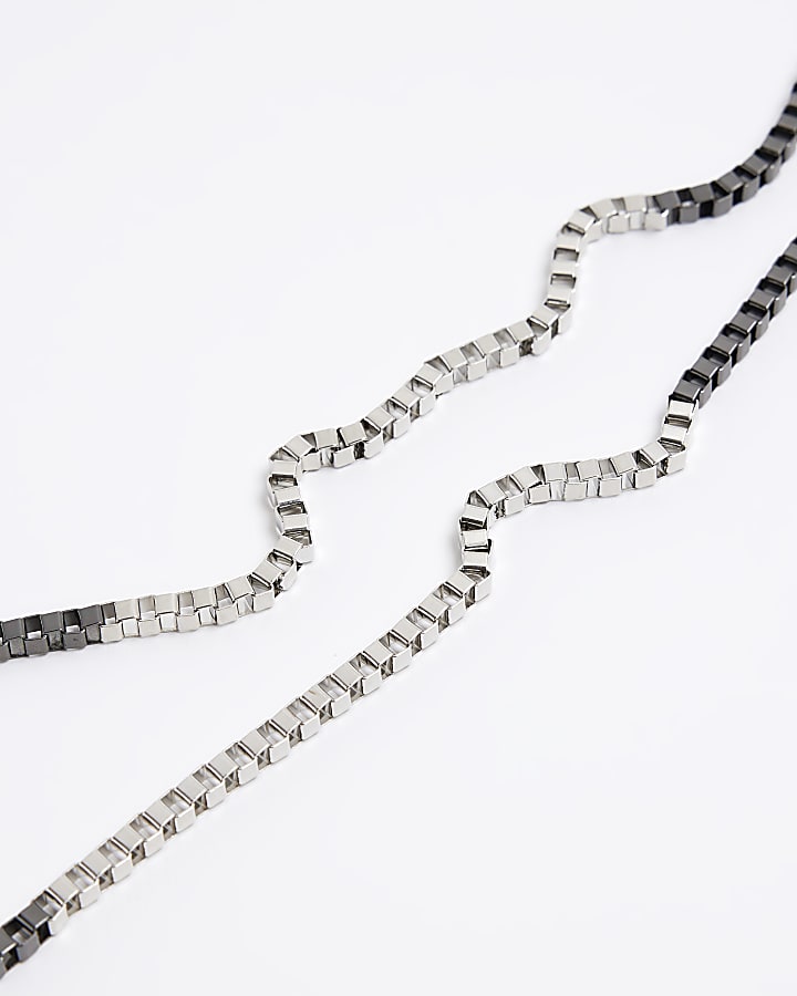 Silver colour mixed metal necklace