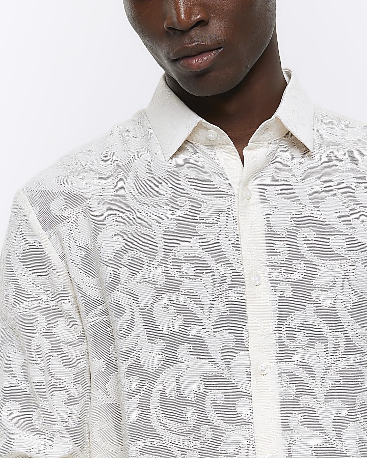 Stone regular fit jacquard lace shirt