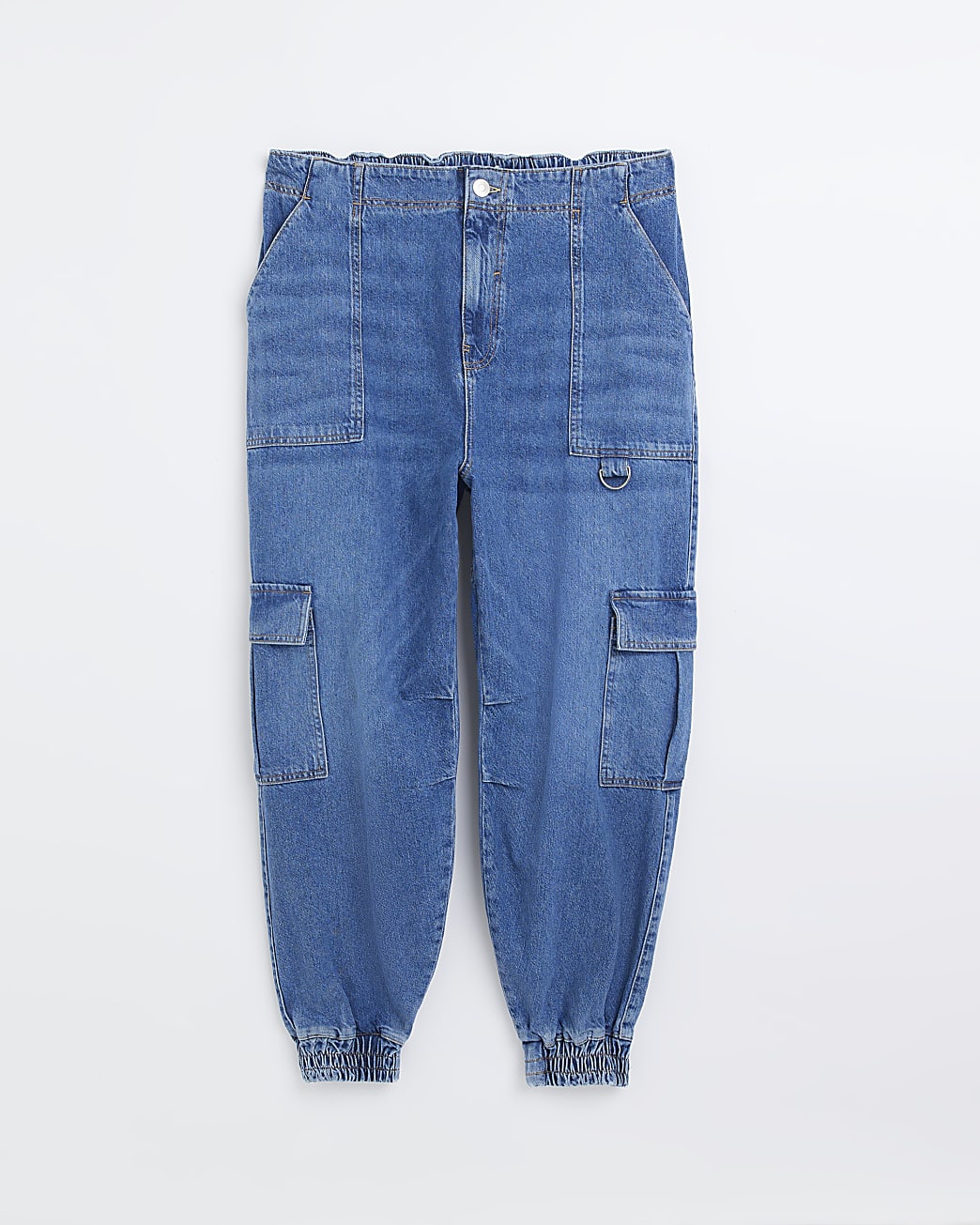 Plus blue high waisted cargo jeans