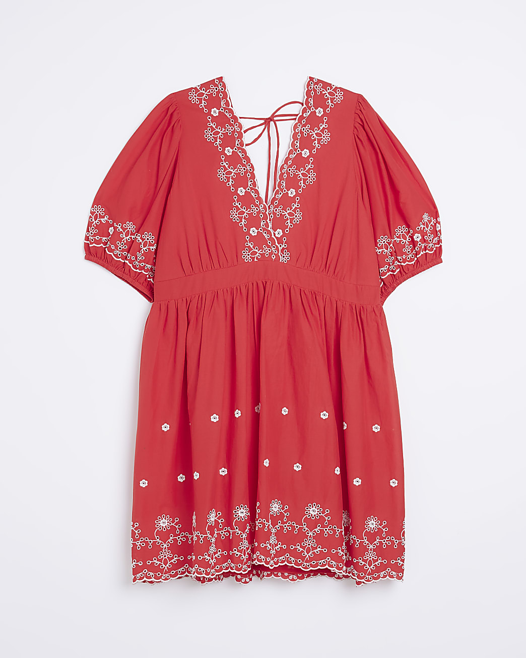 Plus red broderie skater mini dress