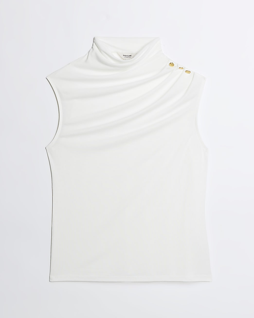 Cream cowl high neck tank top