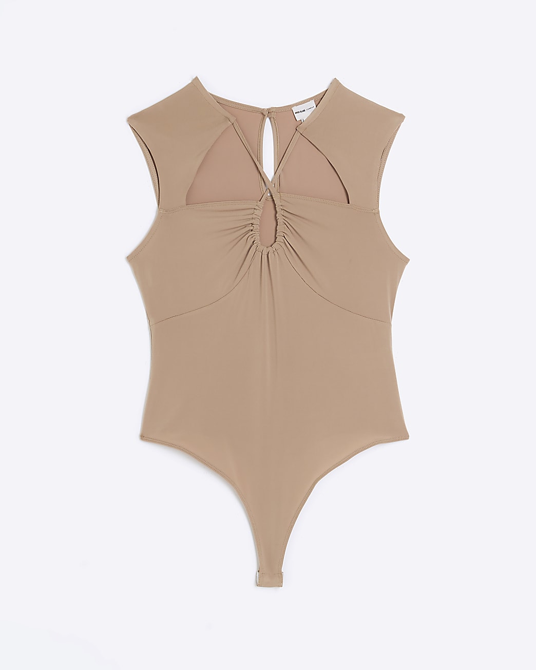 Beige cut out ruched bodysuit