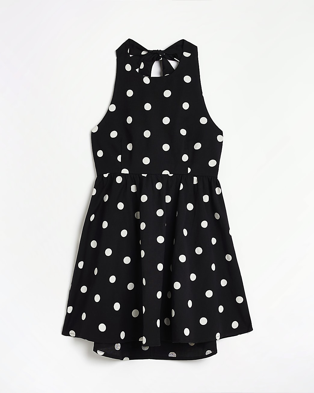 Petite black spot linen mini dress