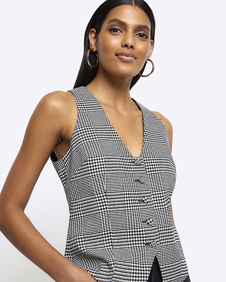 Black check waistcoat