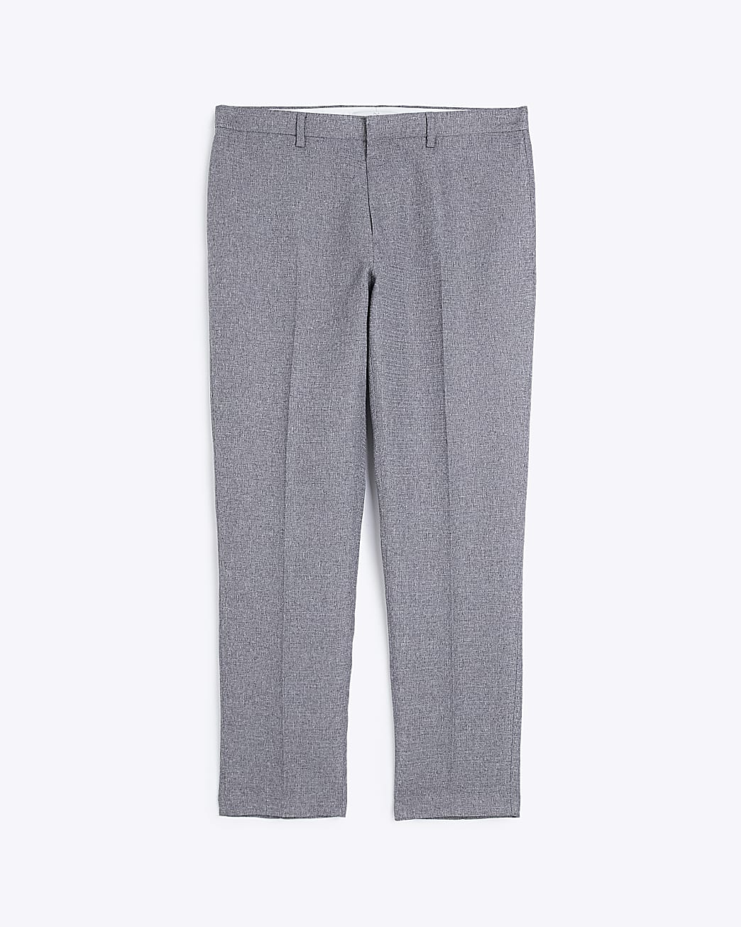 Grey slim fit textured suit trousers
