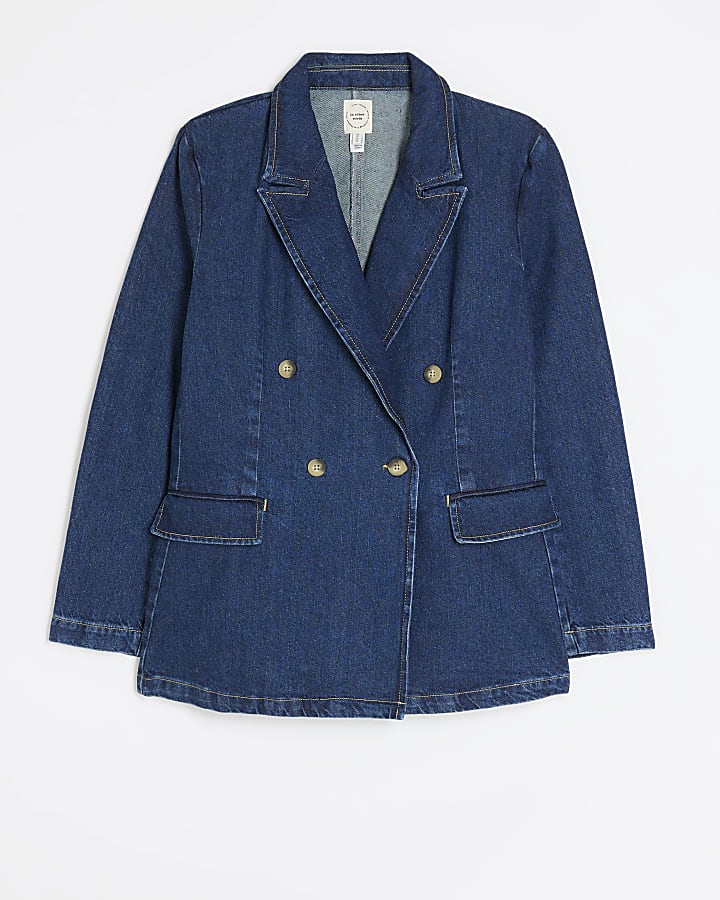 Blue fitted denim blazer