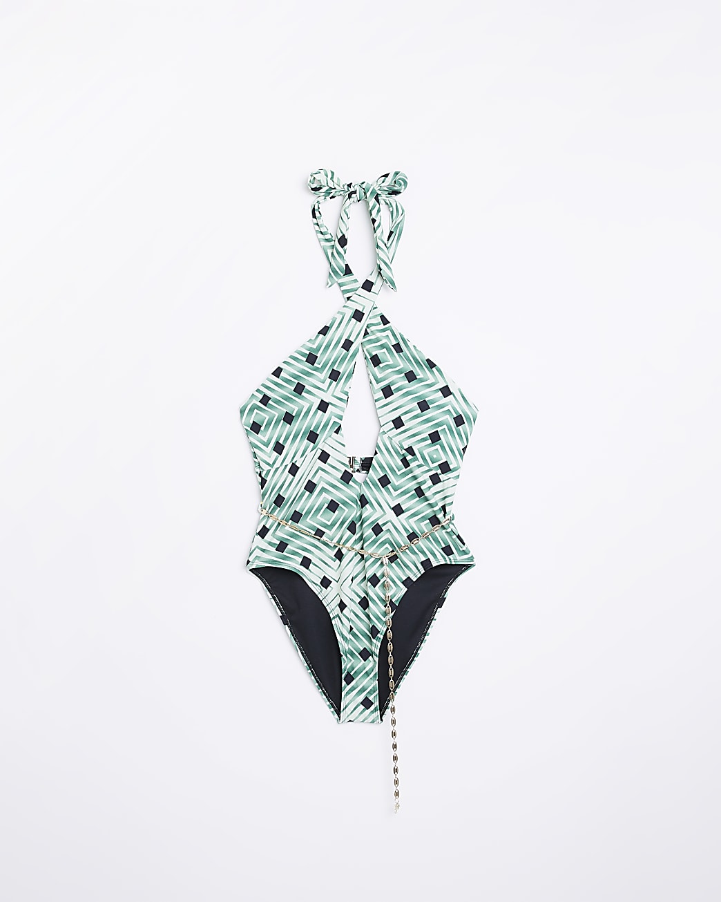 Green spot cut out swimsuit