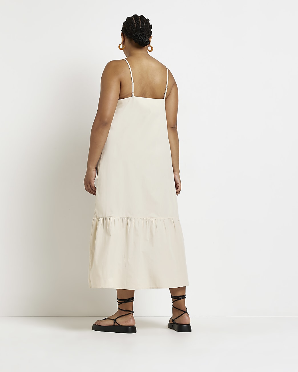 Plus stone v-neck midi dress
