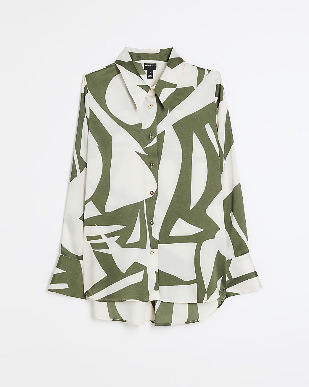 Khaki oversized satin shirt